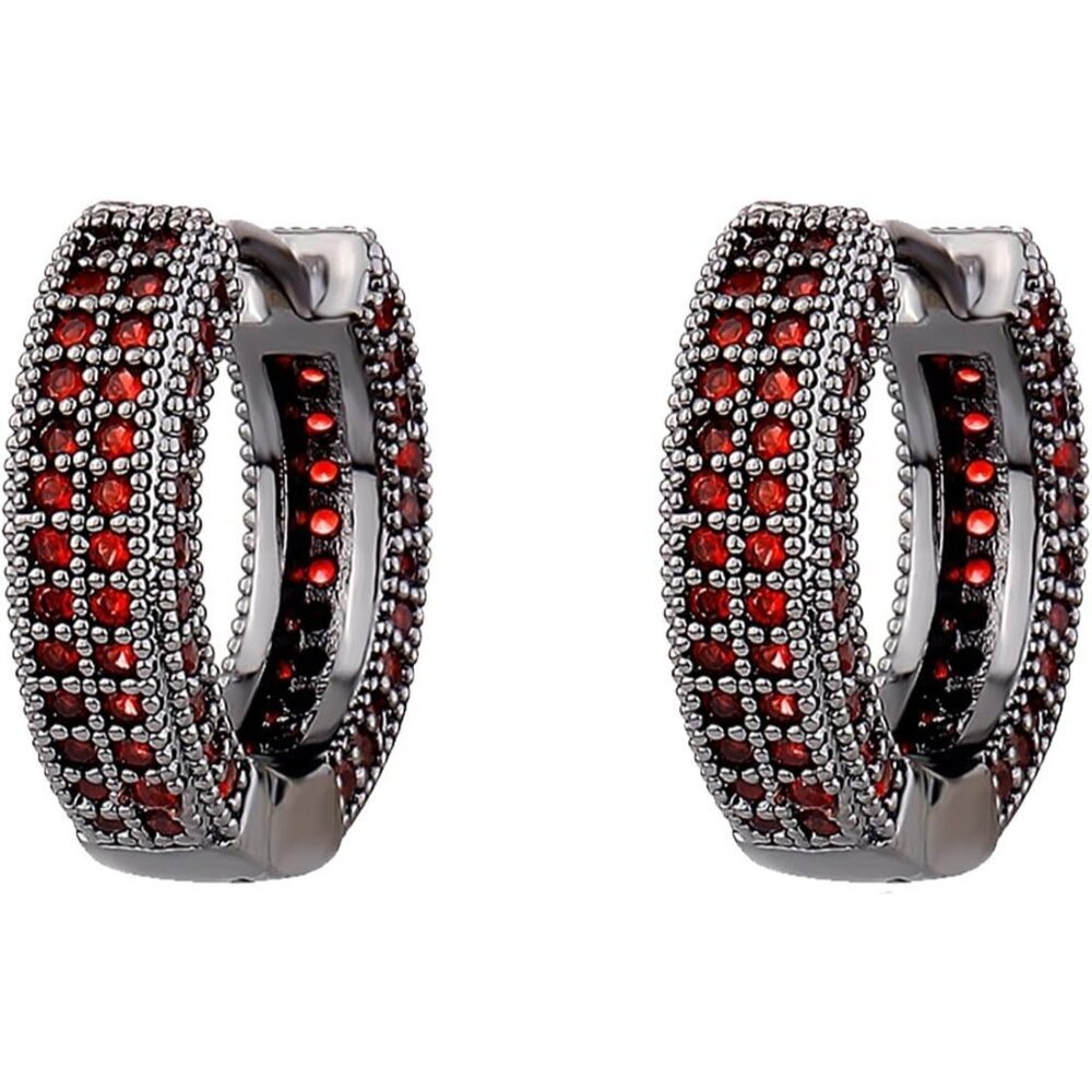 Unisex Red Colourful Brass Cubic Zirconia Red Green Diamond Cartilage Earrings